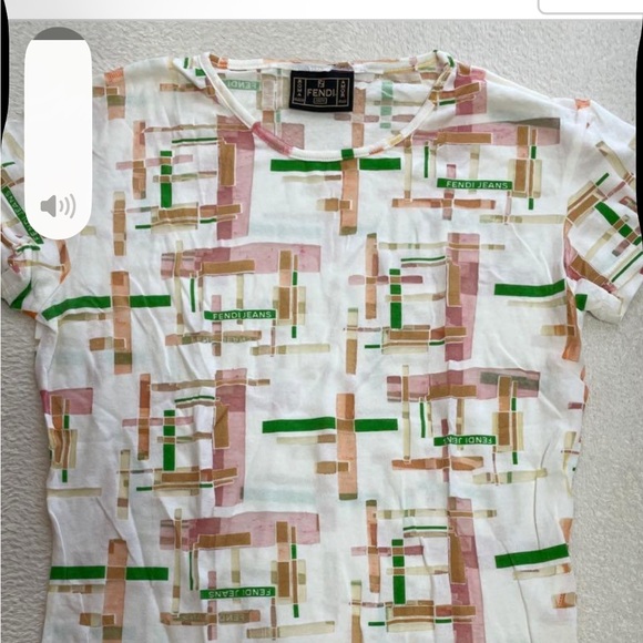 Fendi Jeans cotton blouse with a geometric pattern size M-L made in Italy EUC - Picture 9 of 10